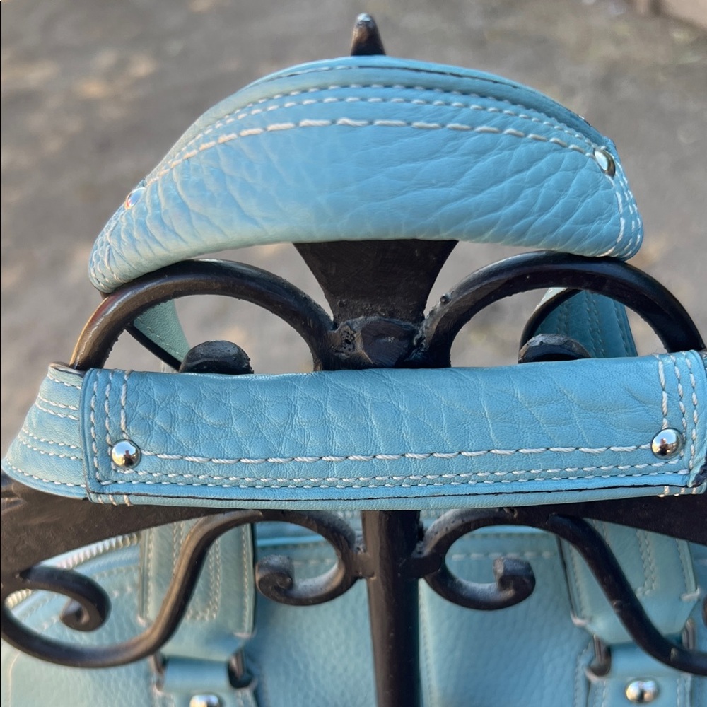 Coach Light Blue Pebbled Leather Satchel - Picture 6 of 9
